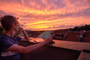 boy use laptop study